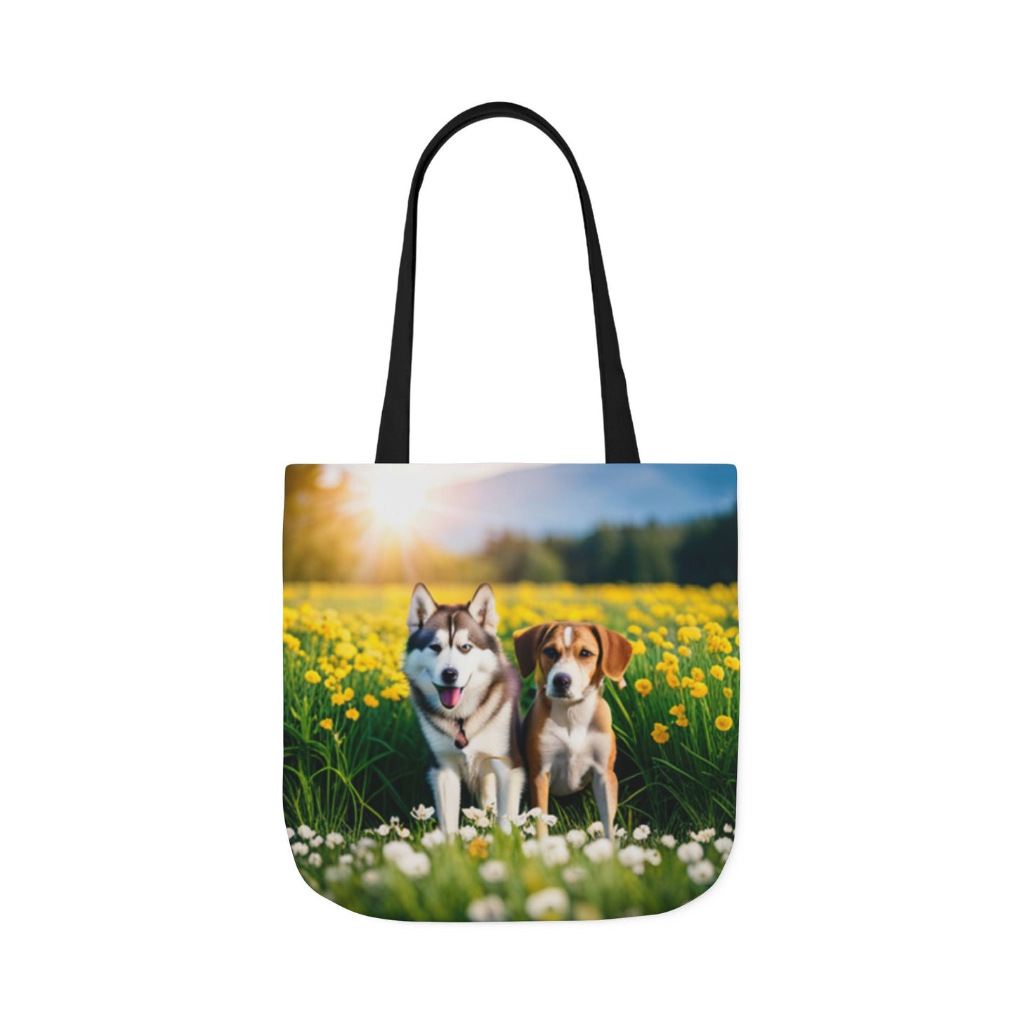 Canvas Tote Bag, 5-Color Straps (Husky/Beagle)
