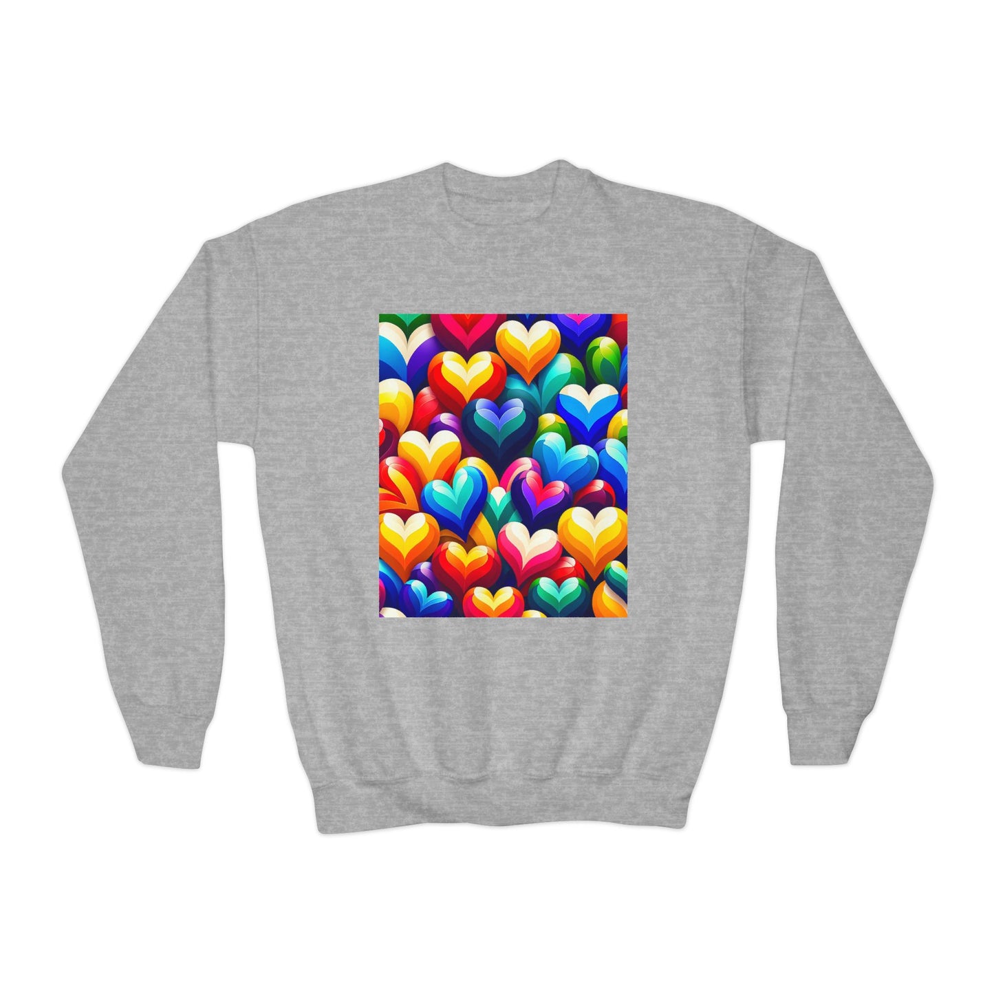 Youth Crewneck Sweatshirt (Colorful Hearts)