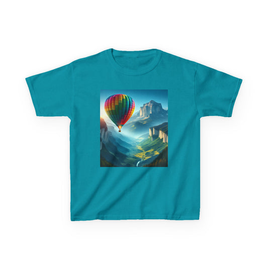 Kids Heavy Cotton™ Tee - Colorful Hot Air Balloon Adventure Tee for Young Explorers