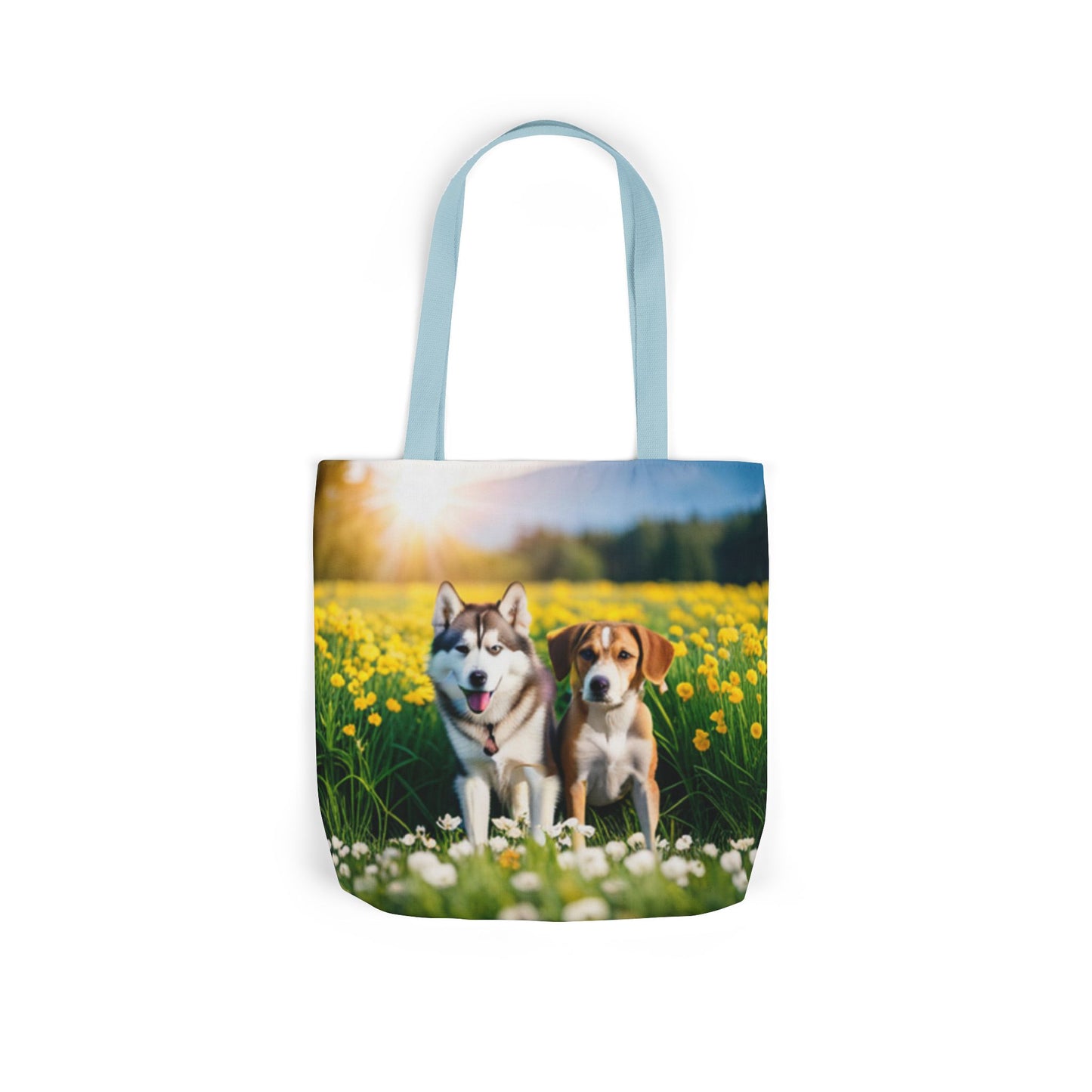 Canvas Tote Bag, 5-Color Straps (Husky/Beagle)