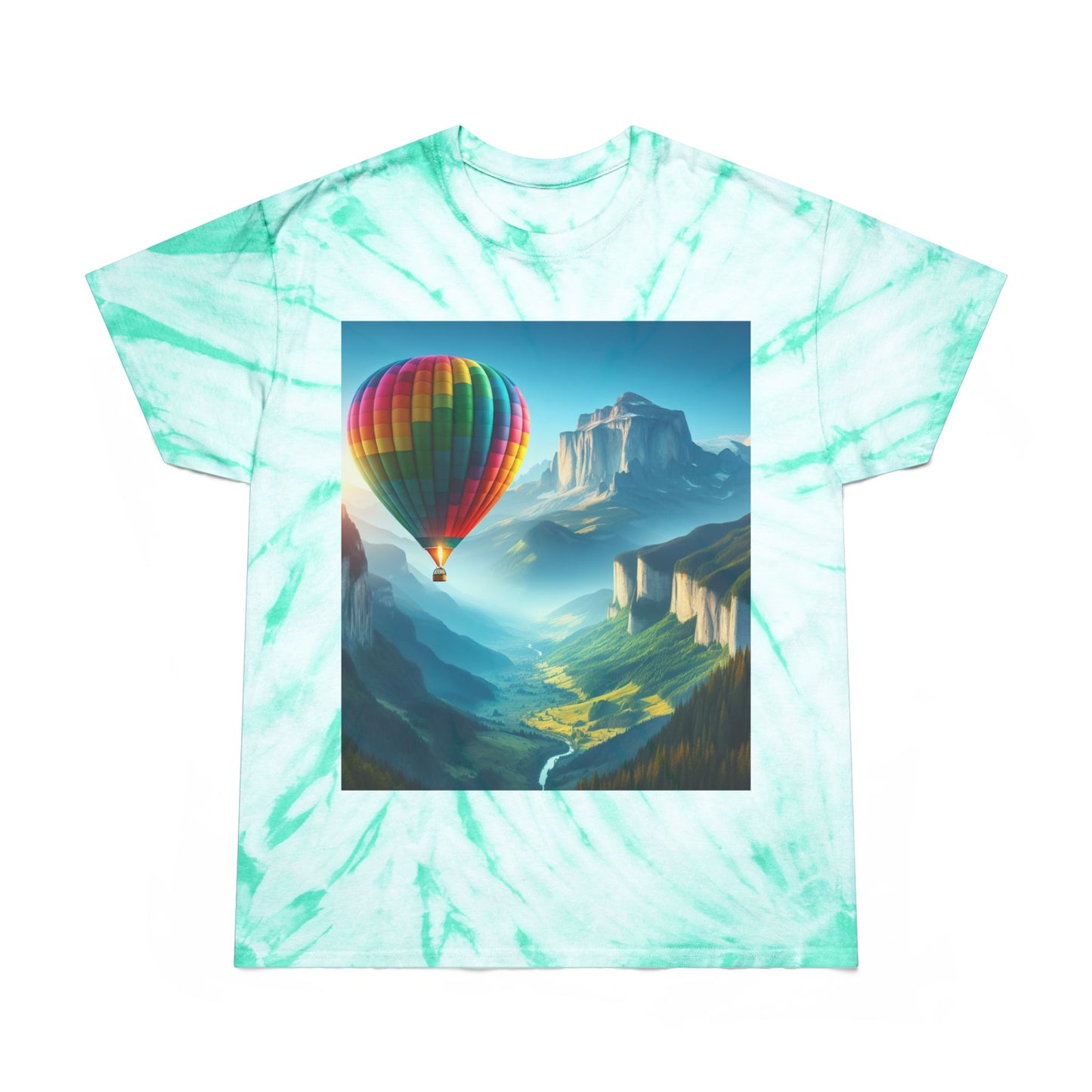 Cyclone Tie-Dye Tee with Hot Air Balloon Design - Vibrant Summer Graphic Tee