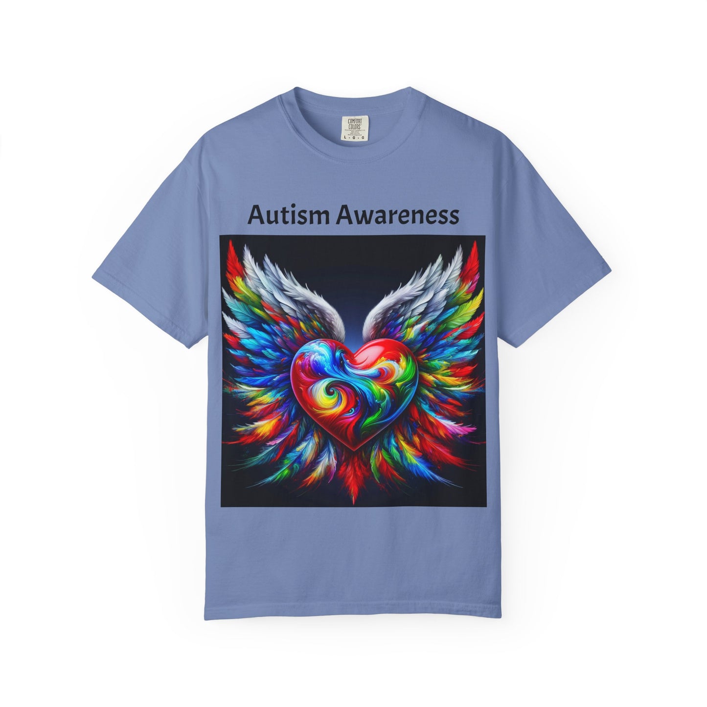 Autism Awareness Unisex Garment-Dyed T-Shirt - Colorful Heart Design