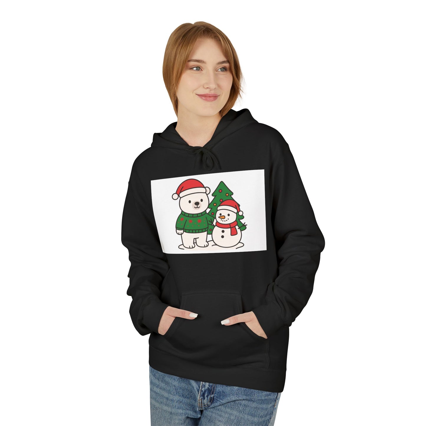 Cute Polar Bear and Snowman Hoodie