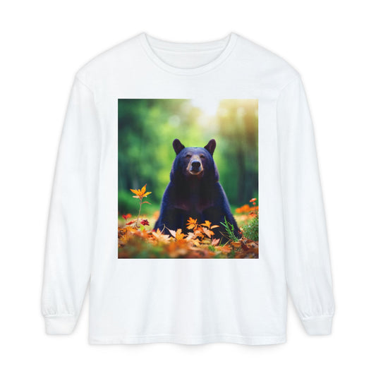 Unisex Garment-dyed Long Sleeve T-Shirt (Bear)