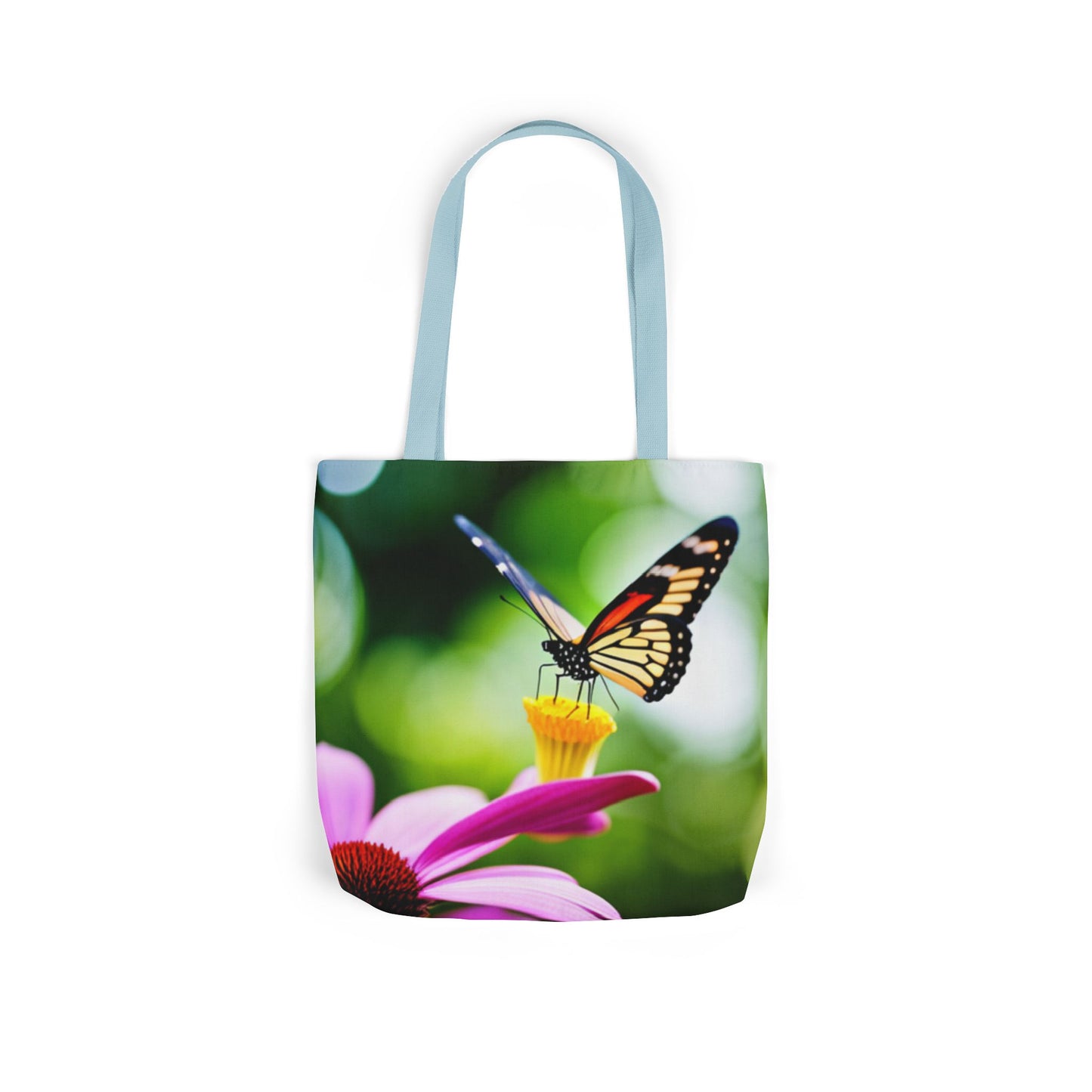 Canvas Tote Bag, 5-Color Straps (Butterflies)