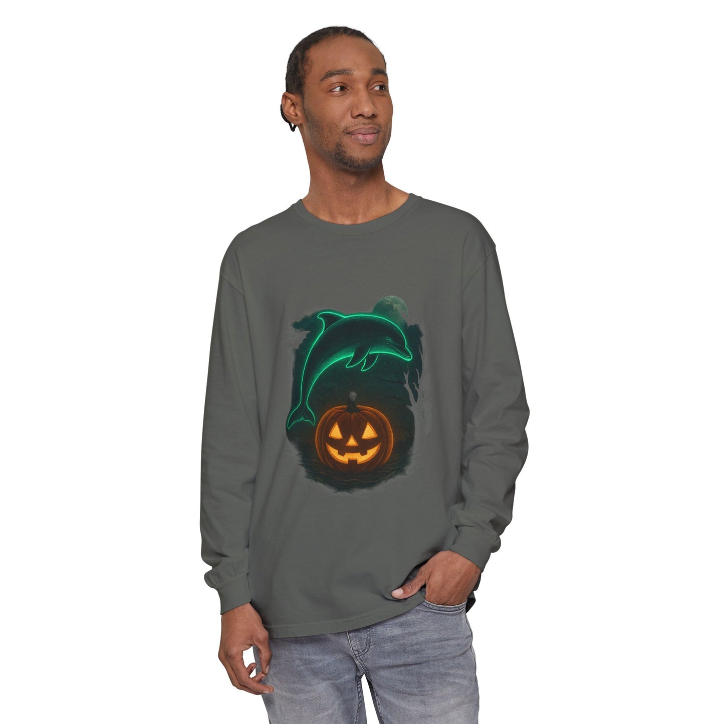 Spooky Dolphin Halloween Long Sleeve Tee