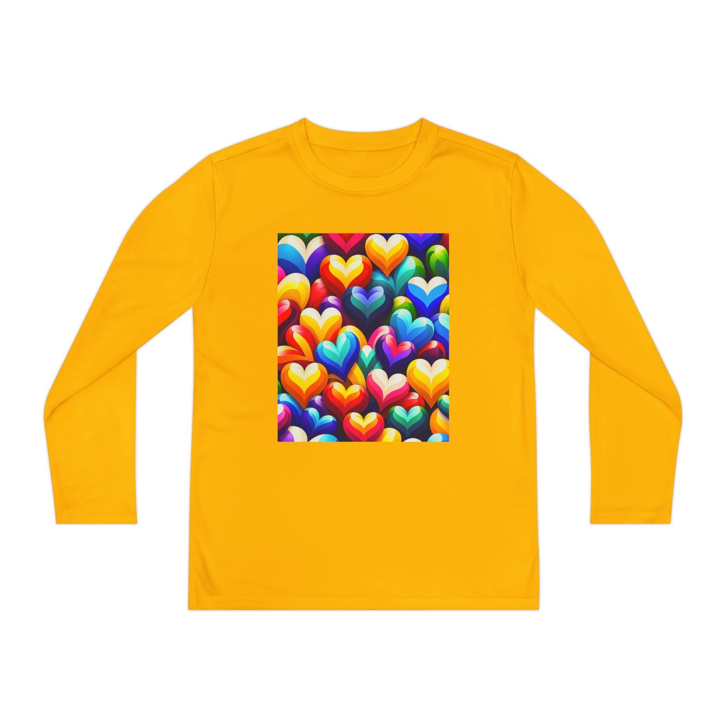 Youth Long Sleeve Competitor Tee (Colorful Hearts)