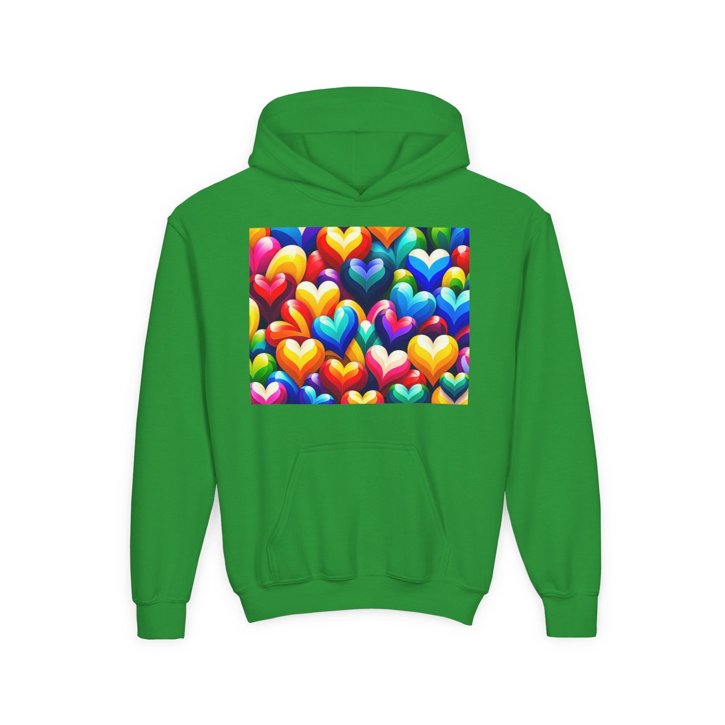 Youth Heavy Blend Hooded Sweatshirt (Colorful Hearts)