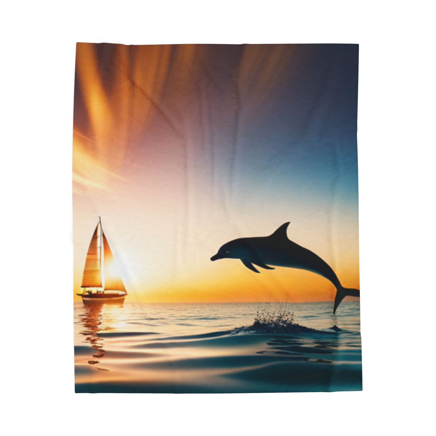 Velveteen Plush Blanket (Dolphin Sailboat)