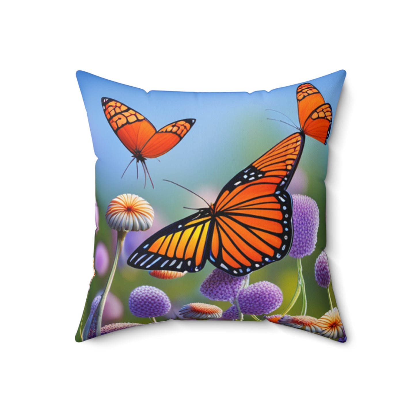 Spun Polyester Square Pillow (Monarch Butterflies)