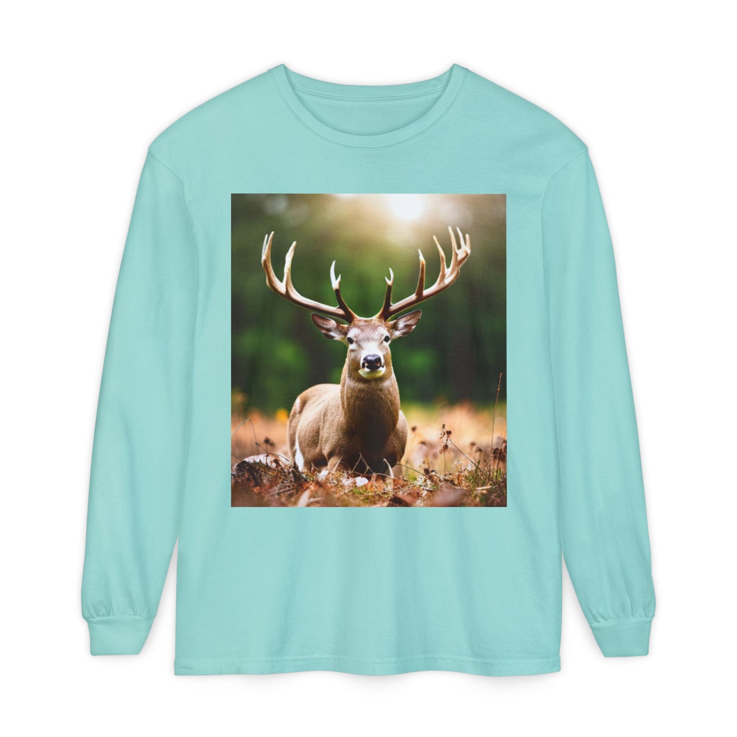 Unisex Garment-dyed Long Sleeve T-Shirt (Deer)