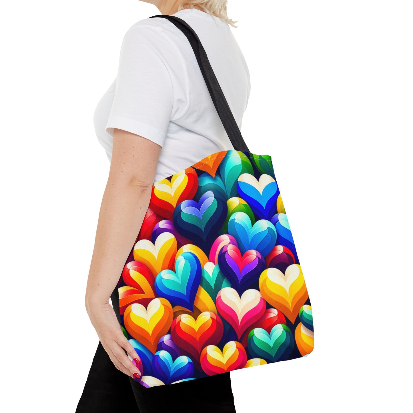 Tote Bag (AOP) (Colorful Hearts)