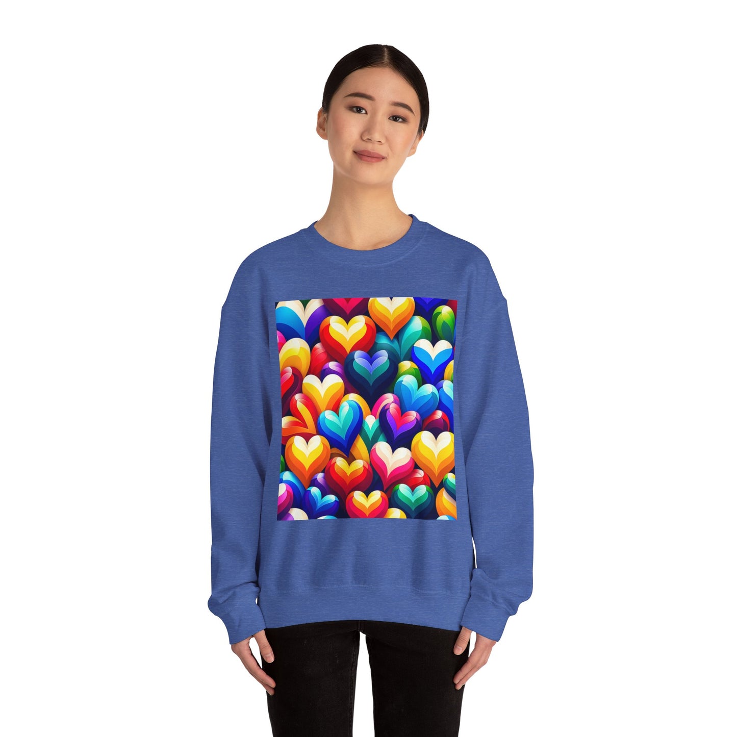Unisex Heavy Blend™ Crewneck Sweatshirt (Colorful Hearts)