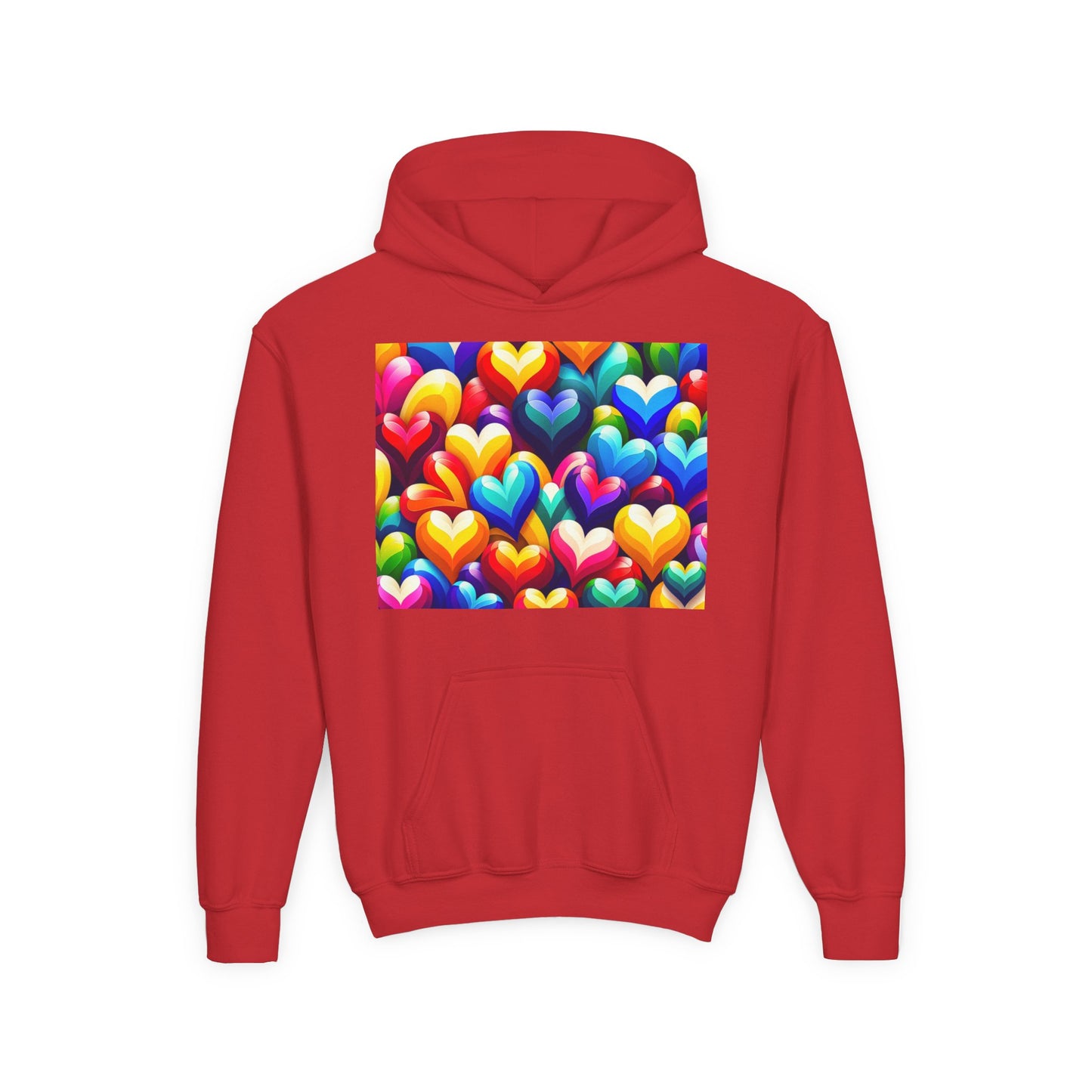 Youth Heavy Blend Hooded Sweatshirt (Colorful Hearts)