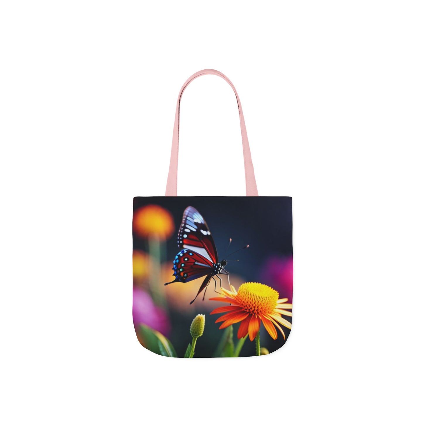 Canvas Tote Bag, 5-Color Straps (Butterflies)