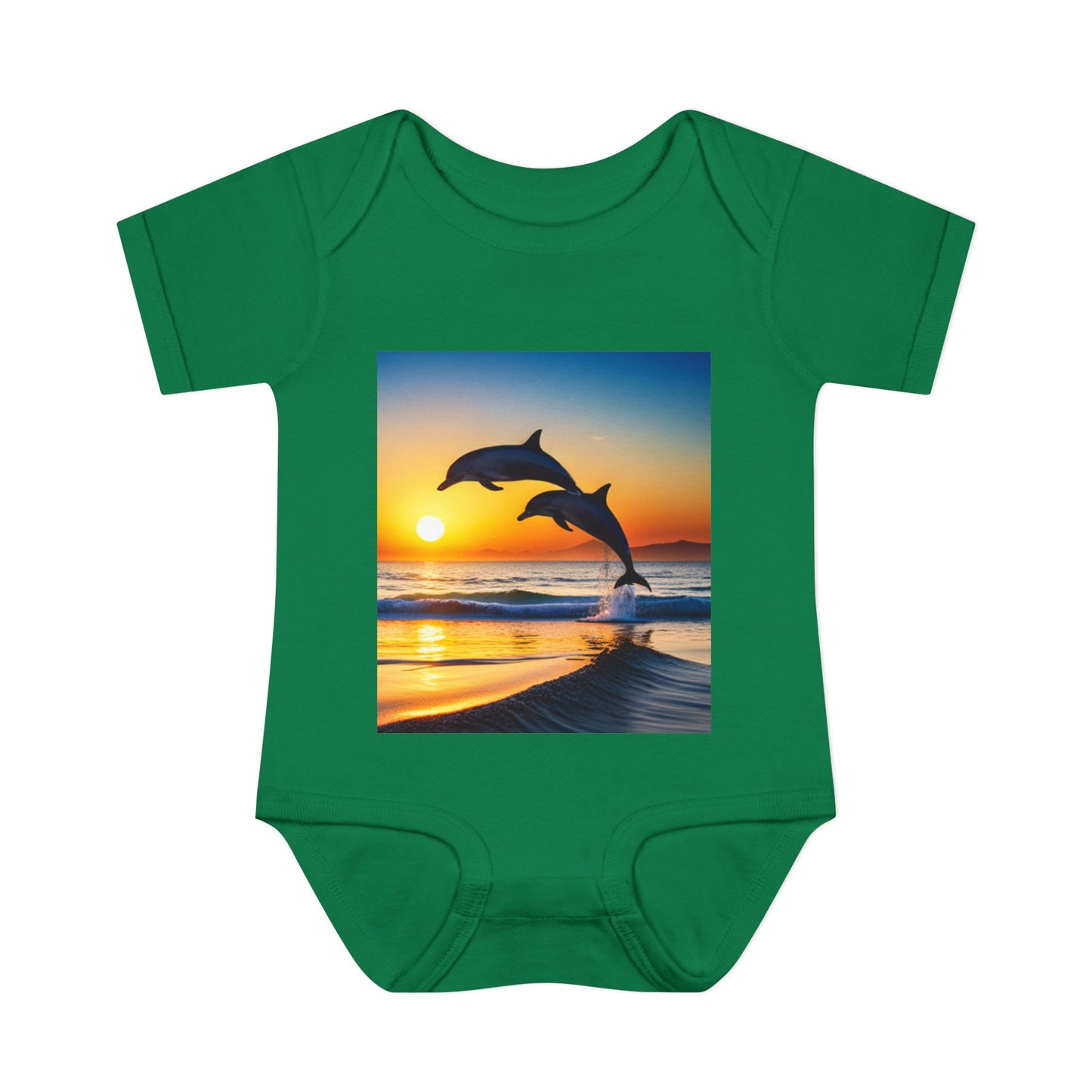 Infant Baby Rib Bodysuit (Dolphins)