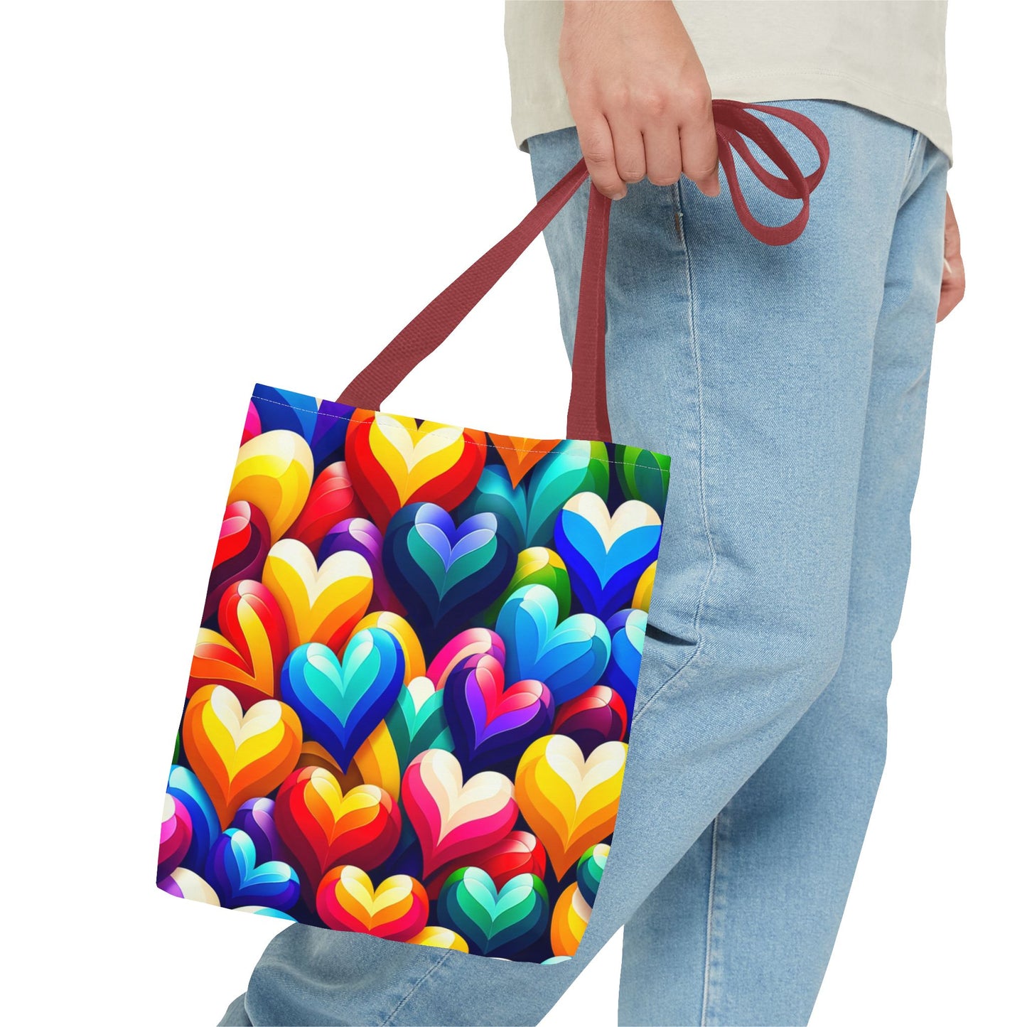 Tote Bag (AOP) (Colorful Hearts)