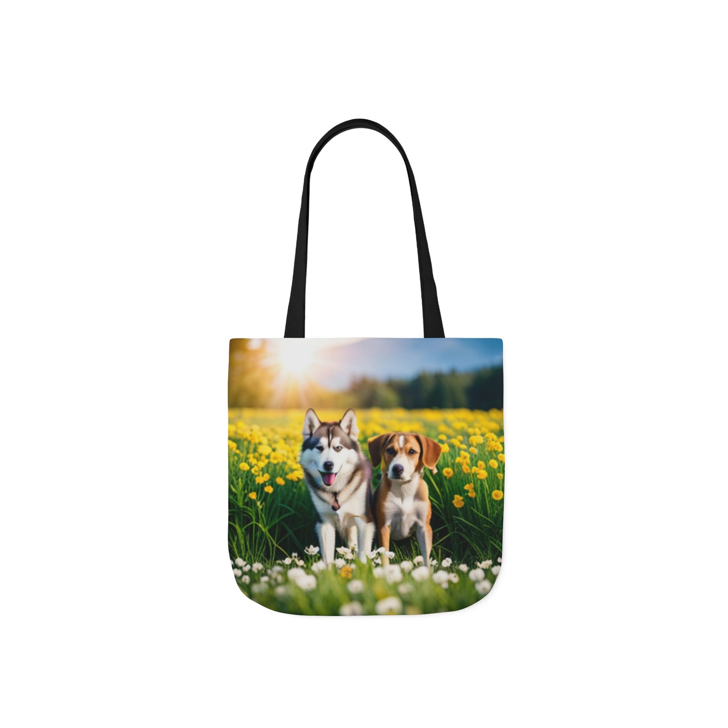 Canvas Tote Bag, 5-Color Straps (Husky/Beagle)