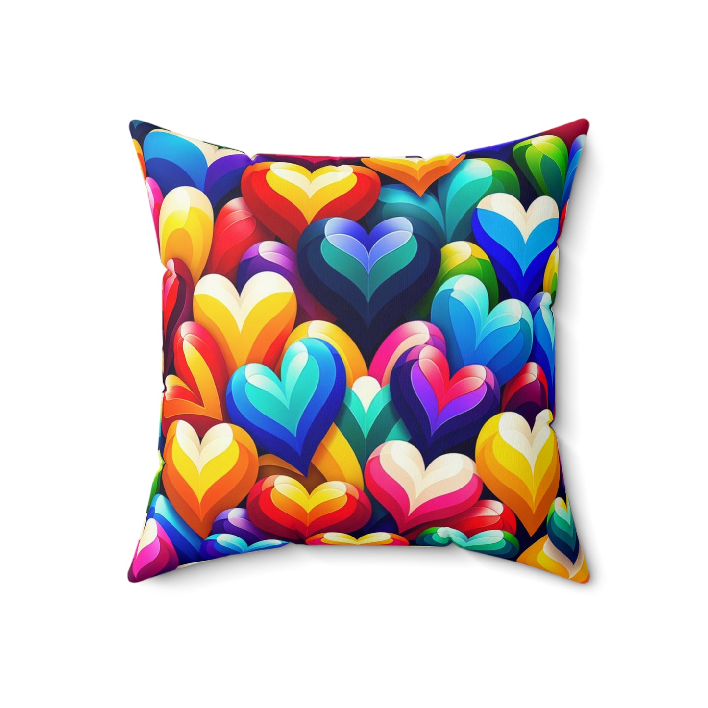 Spun Polyester Square Pillow (Colorful Hearts)