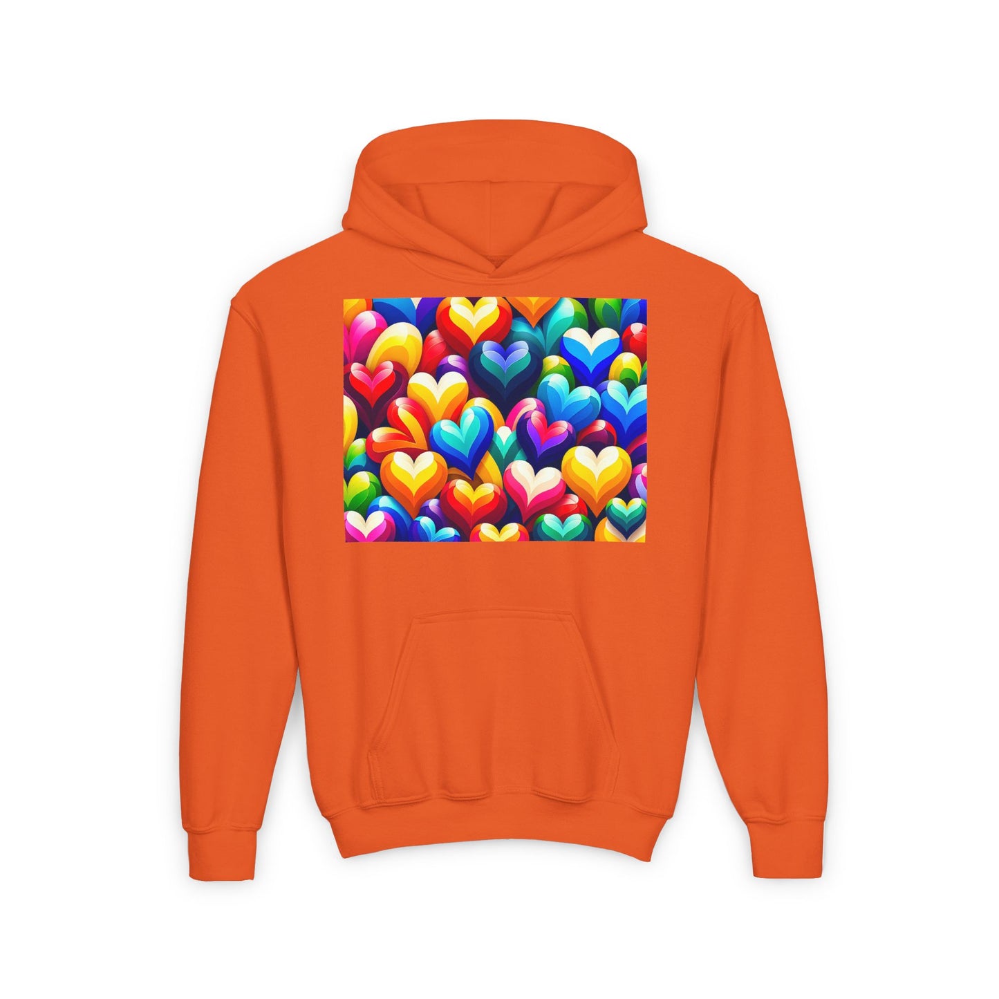 Youth Heavy Blend Hooded Sweatshirt (Colorful Hearts)