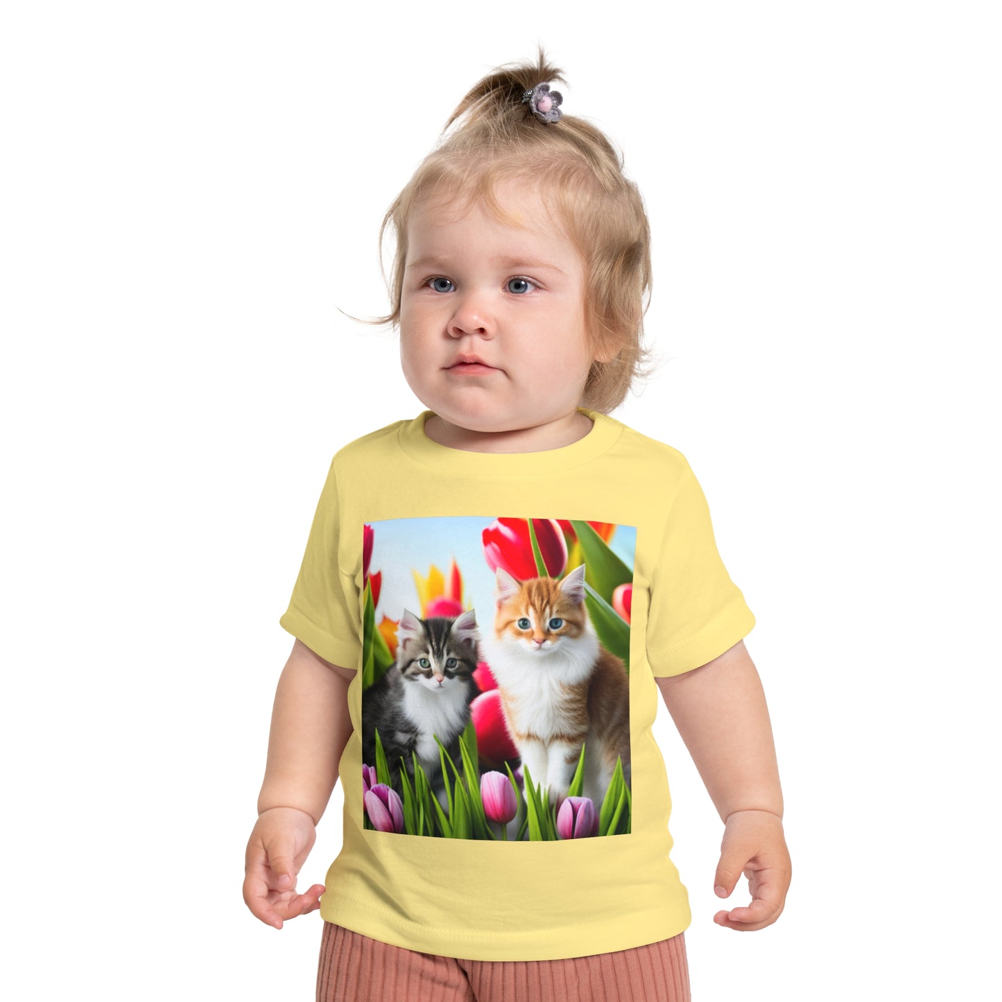 Baby Short Sleeve T-Shirt (Kittens/Tulips)