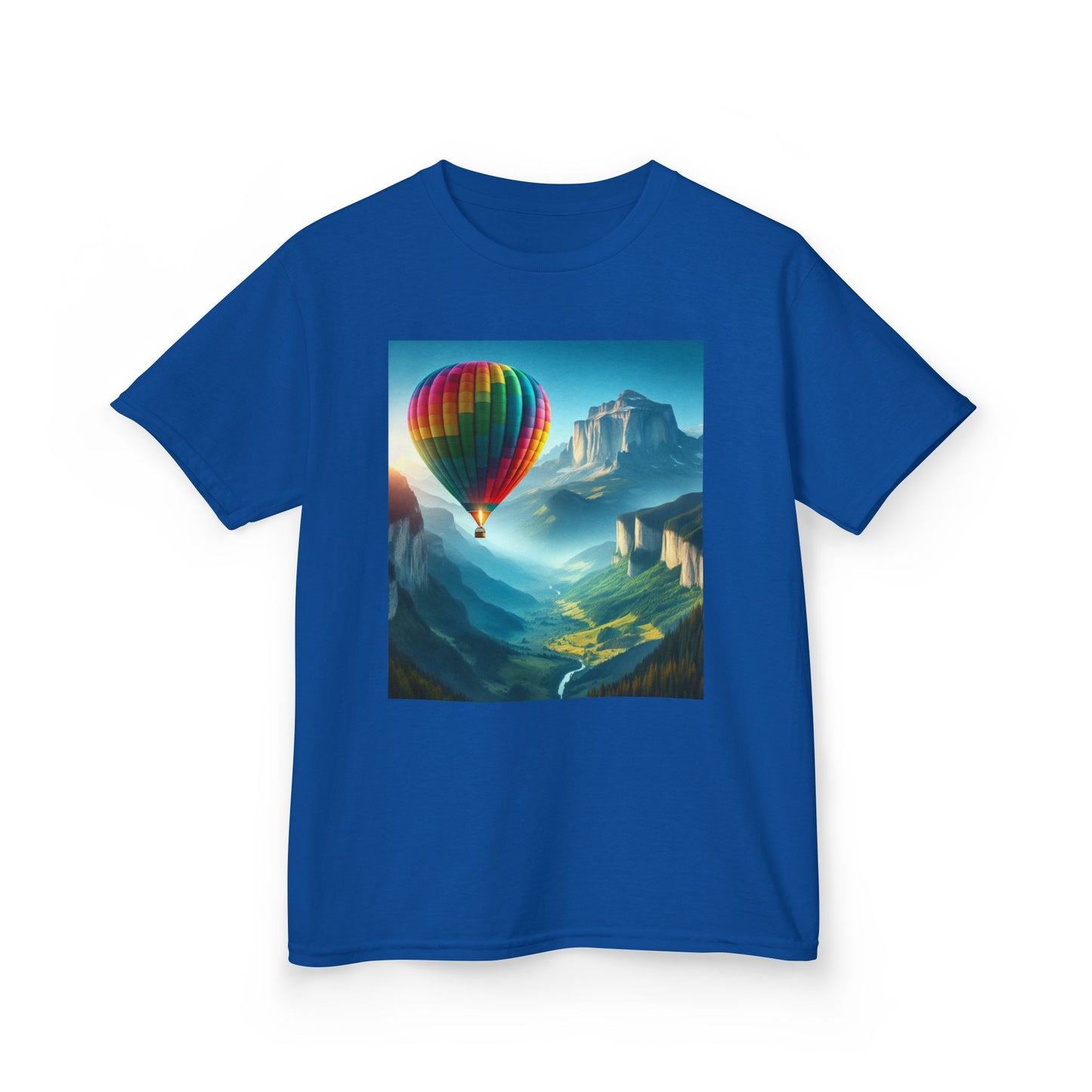 Kids Heavy Cotton™ Tee - Colorful Hot Air Balloon Adventure Tee for Young Explorers