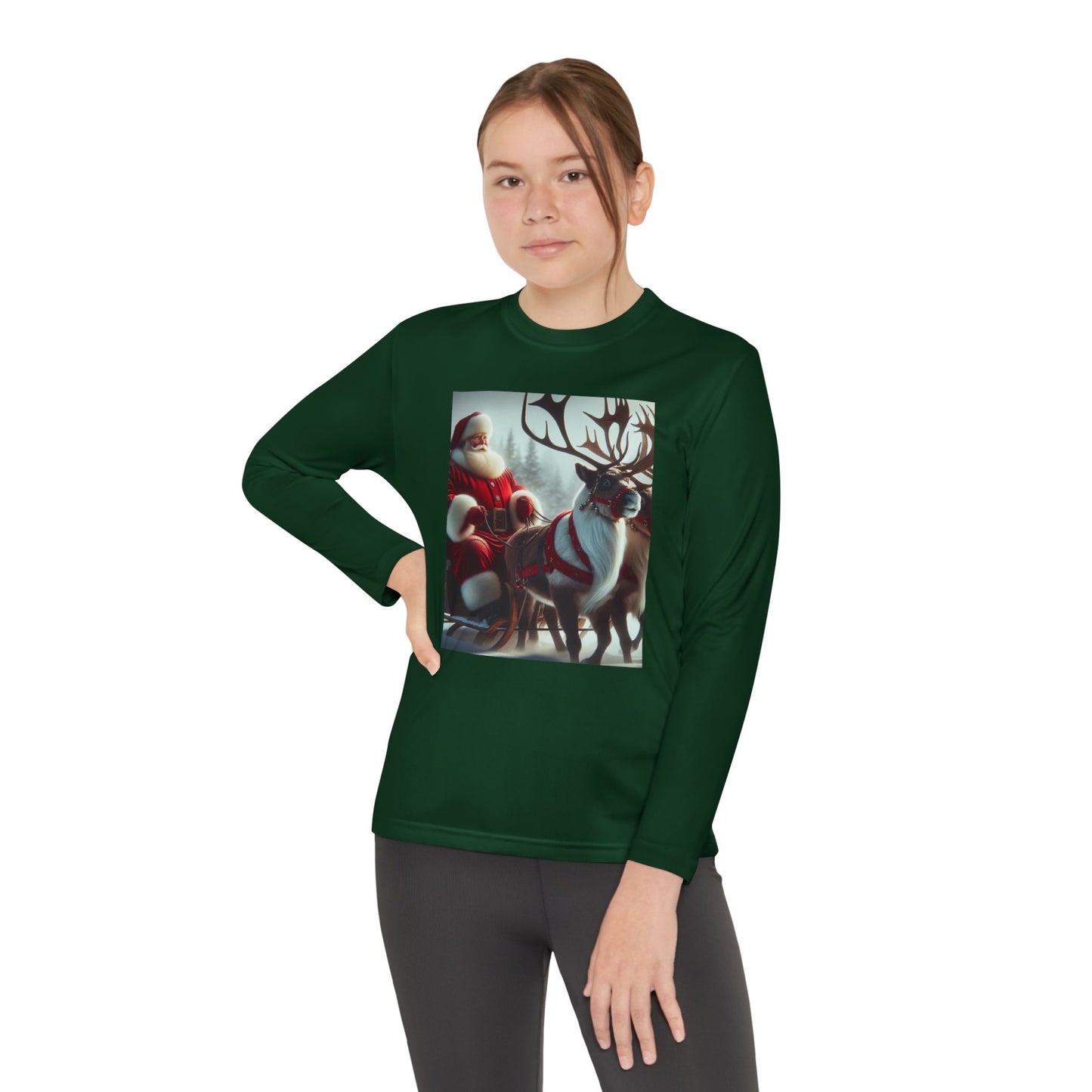 Youth Long Sleeve Competitor Tee (Santa/Reindeer)