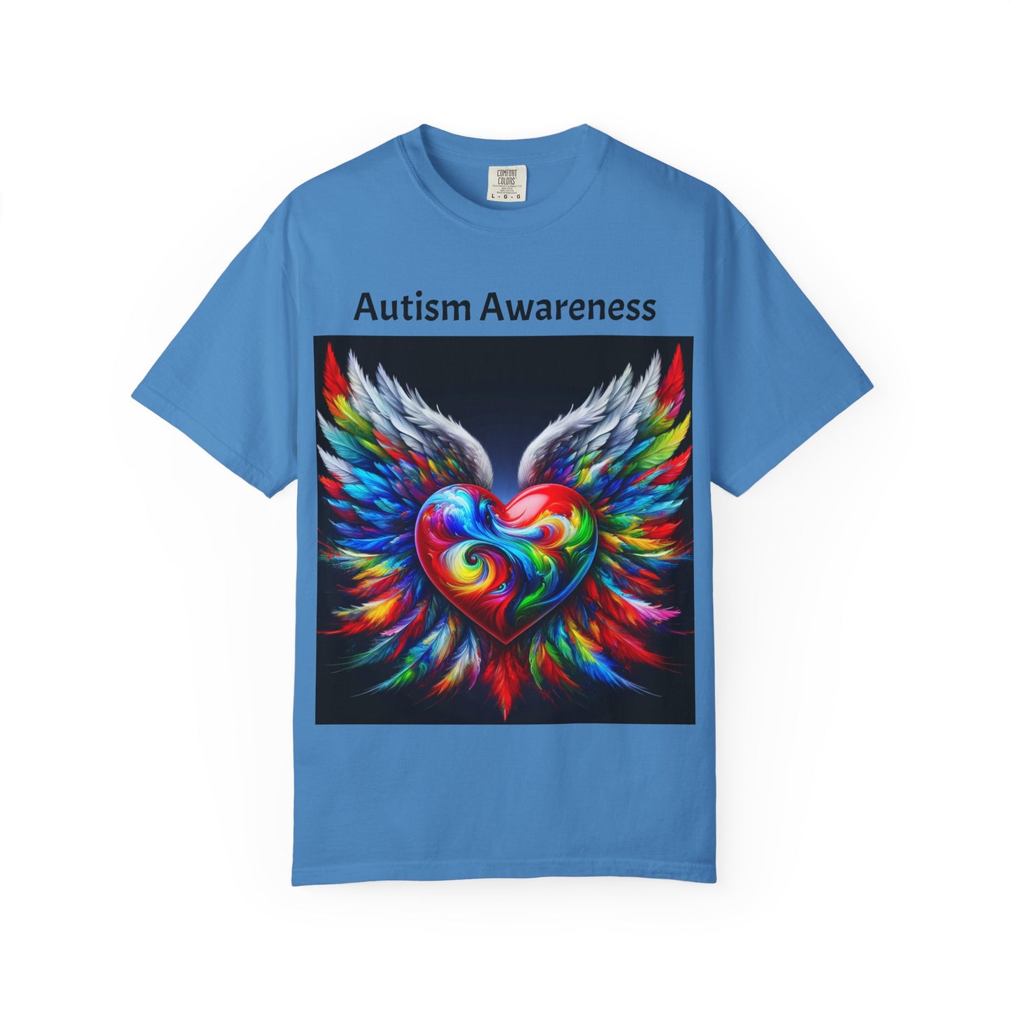 Autism Awareness Unisex Garment-Dyed T-Shirt - Colorful Heart Design