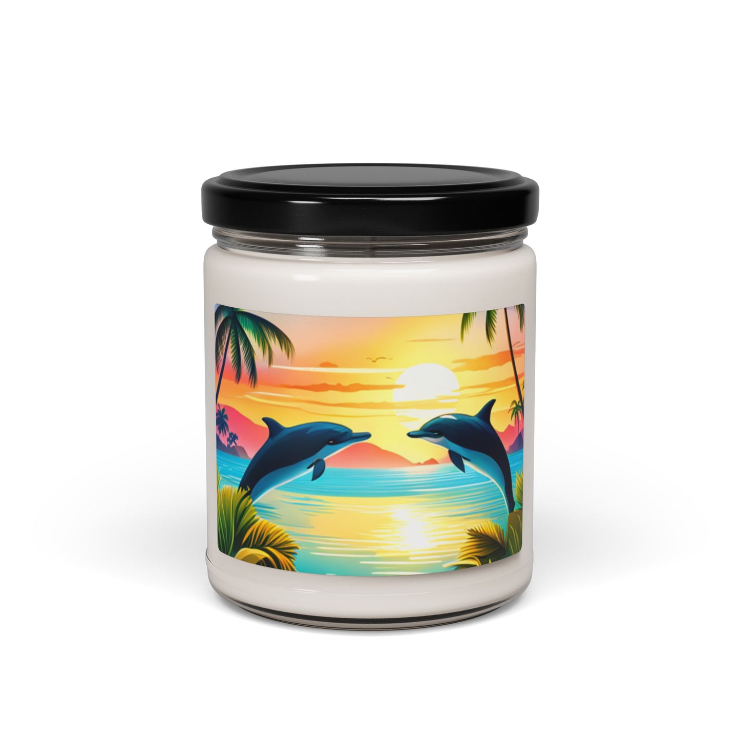 Scented Soy Candle, 9oz (Dolphin Palm Tree)