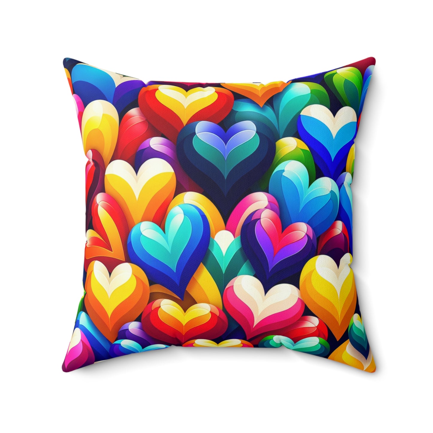 Spun Polyester Square Pillow (Colorful Hearts)