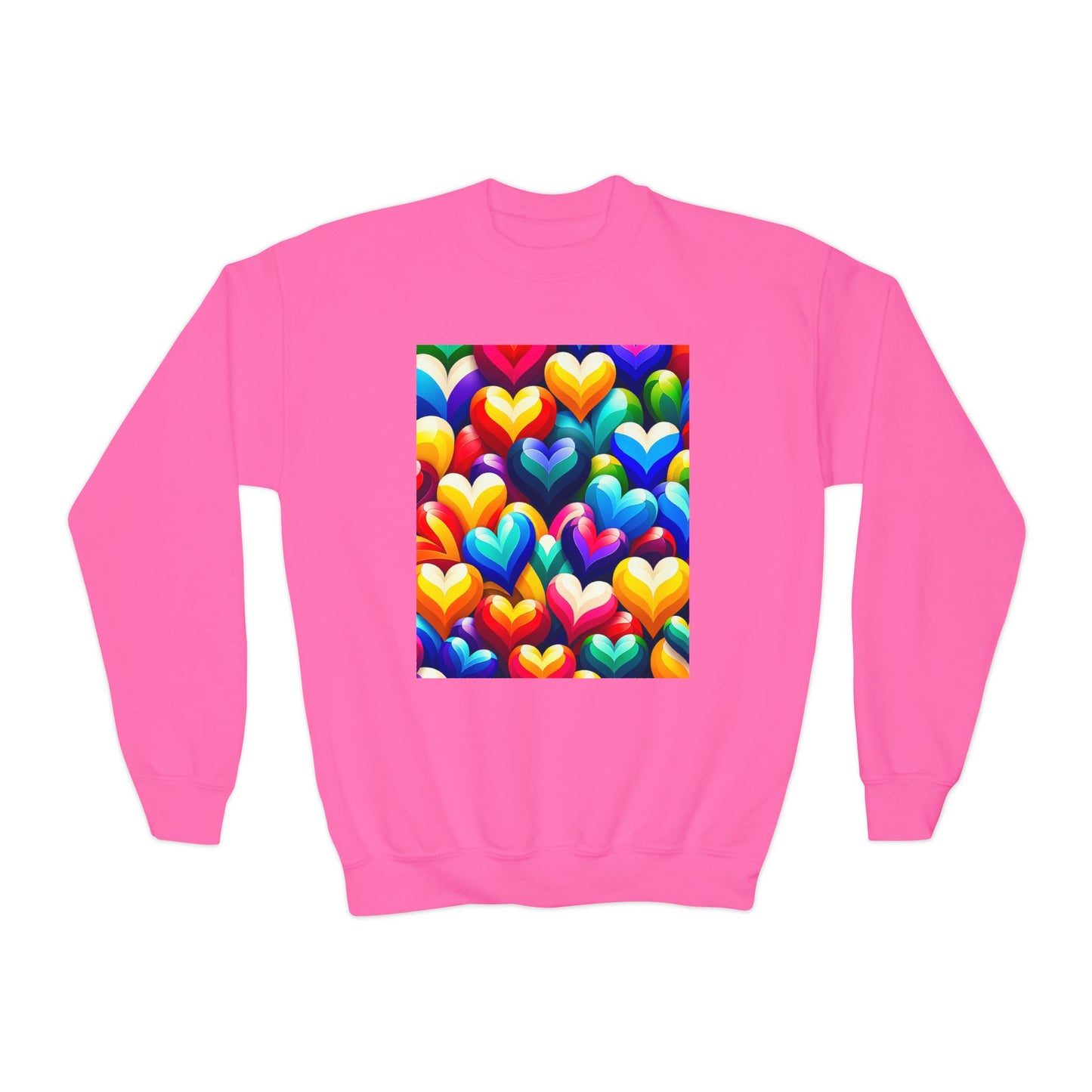 Youth Crewneck Sweatshirt (Colorful Hearts)