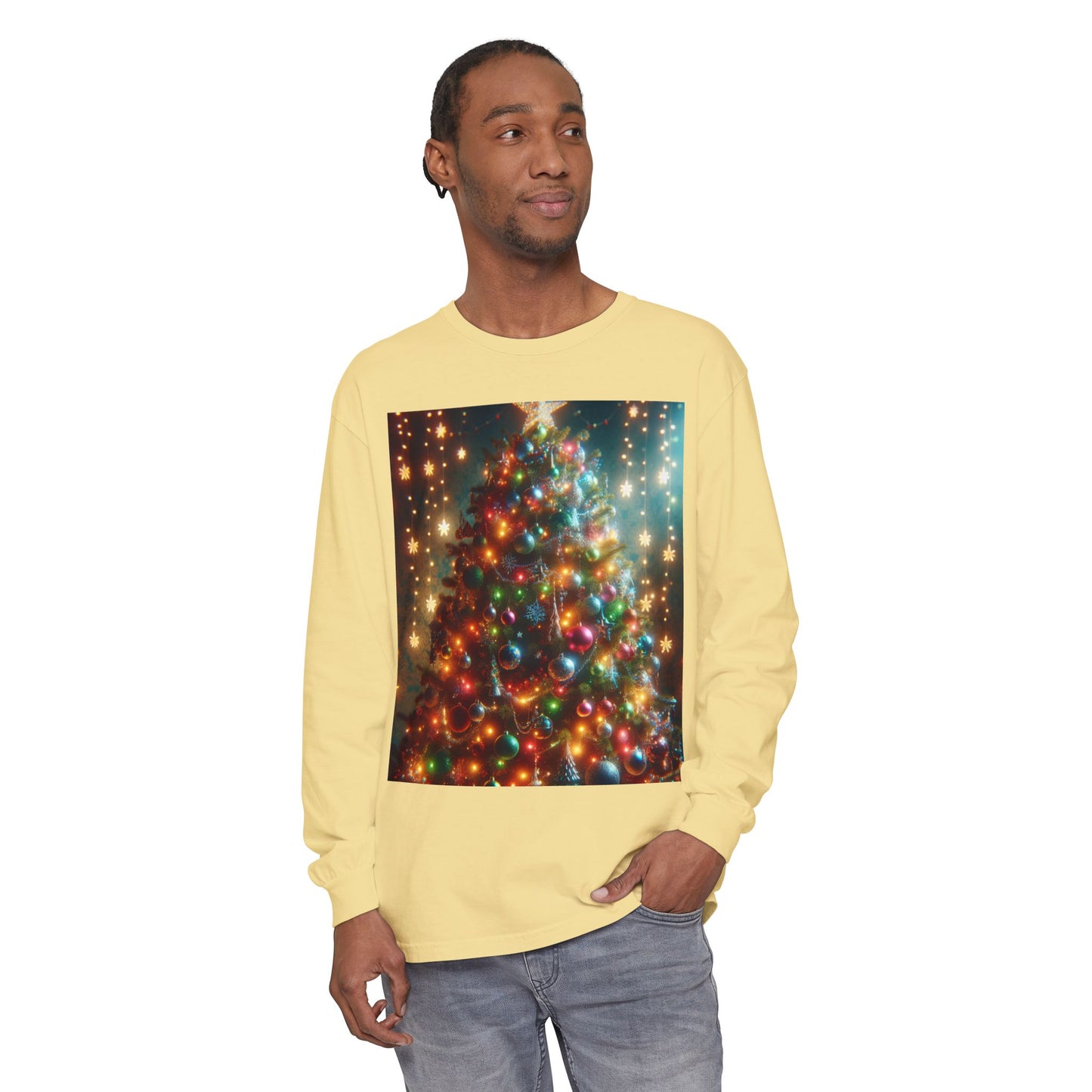 Unisex Garment-dyed Long Sleeve T-Shirt  (Tree)