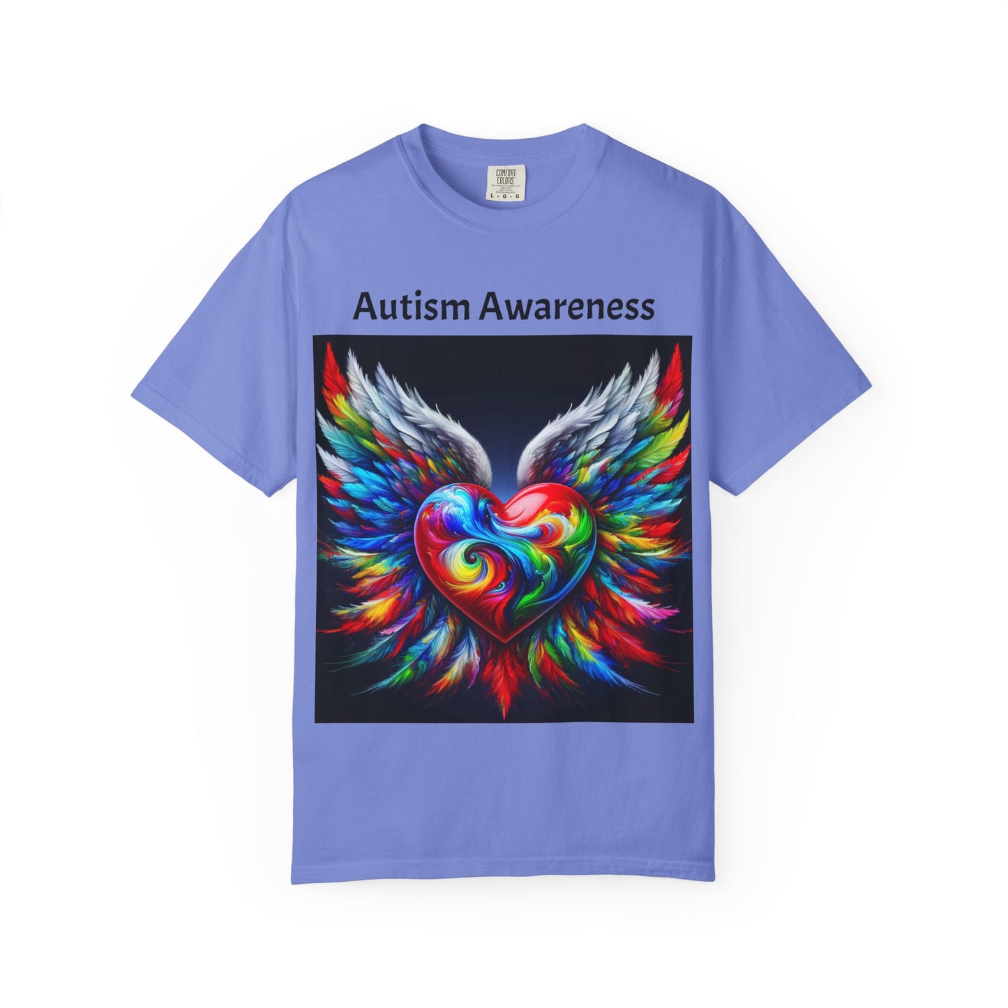Autism Awareness Unisex Garment-Dyed T-Shirt - Colorful Heart Design