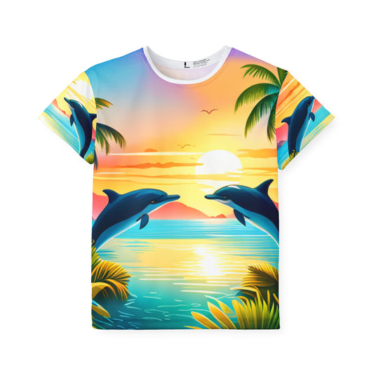 Kids Sports Jersey (AOP) (Dolphin Palm Tree)
