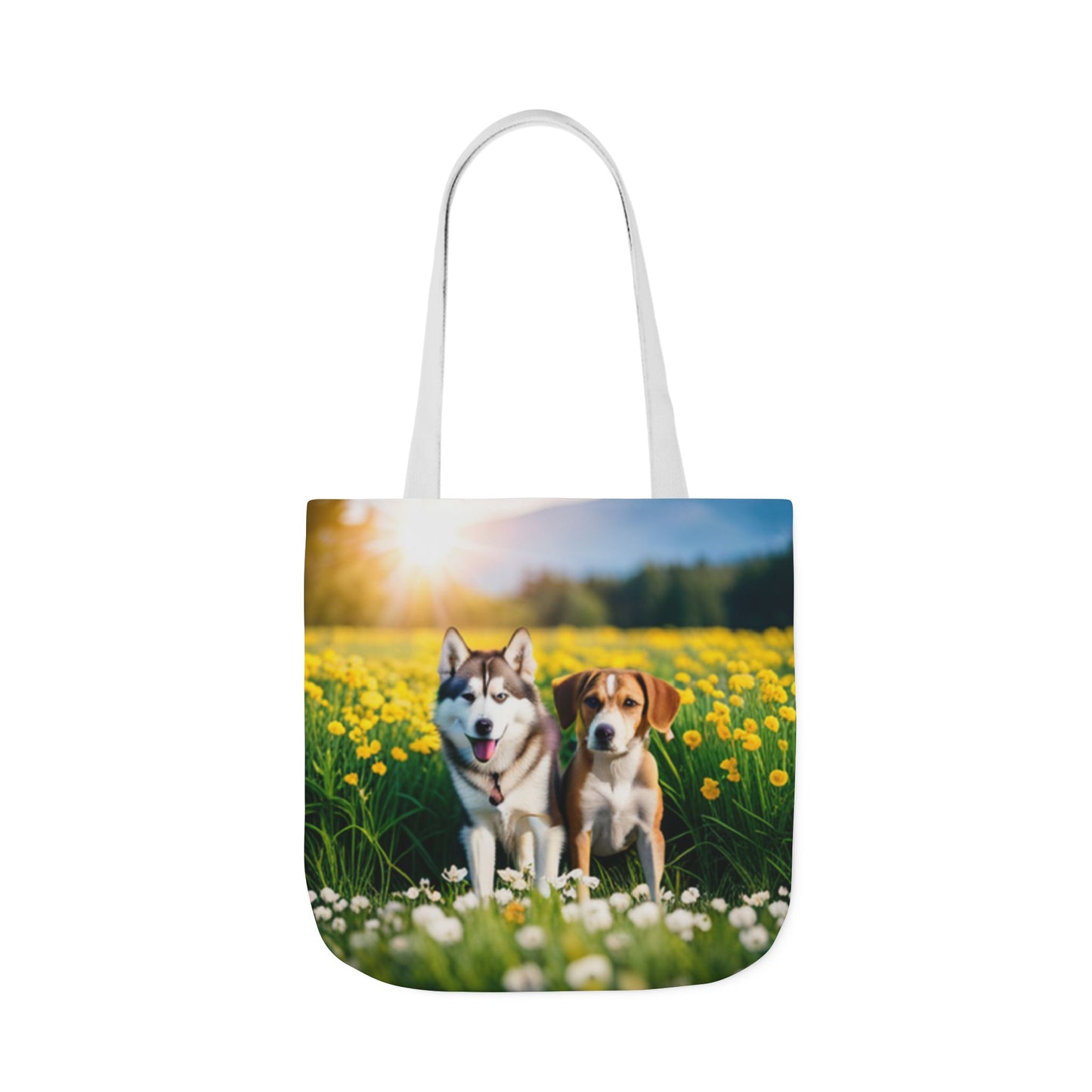 Canvas Tote Bag, 5-Color Straps (Husky/Beagle)
