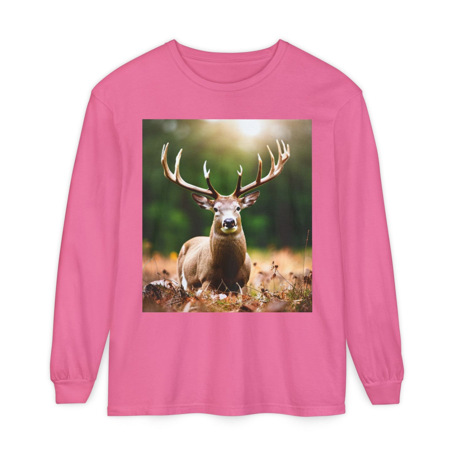 Unisex Garment-dyed Long Sleeve T-Shirt (Deer)