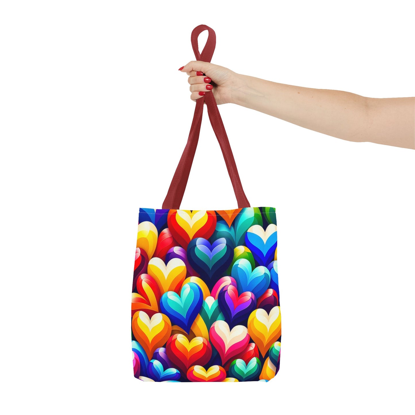 Tote Bag (AOP) (Colorful Hearts)