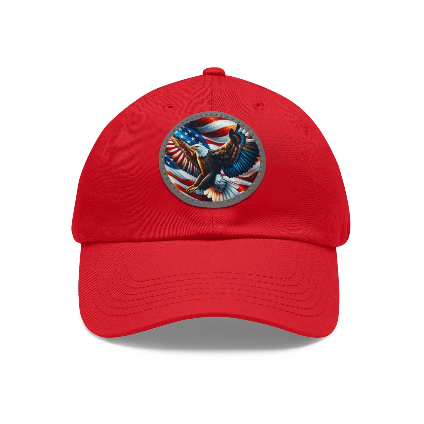 Dad Hat with Leather Patch (Round) (Eagle)