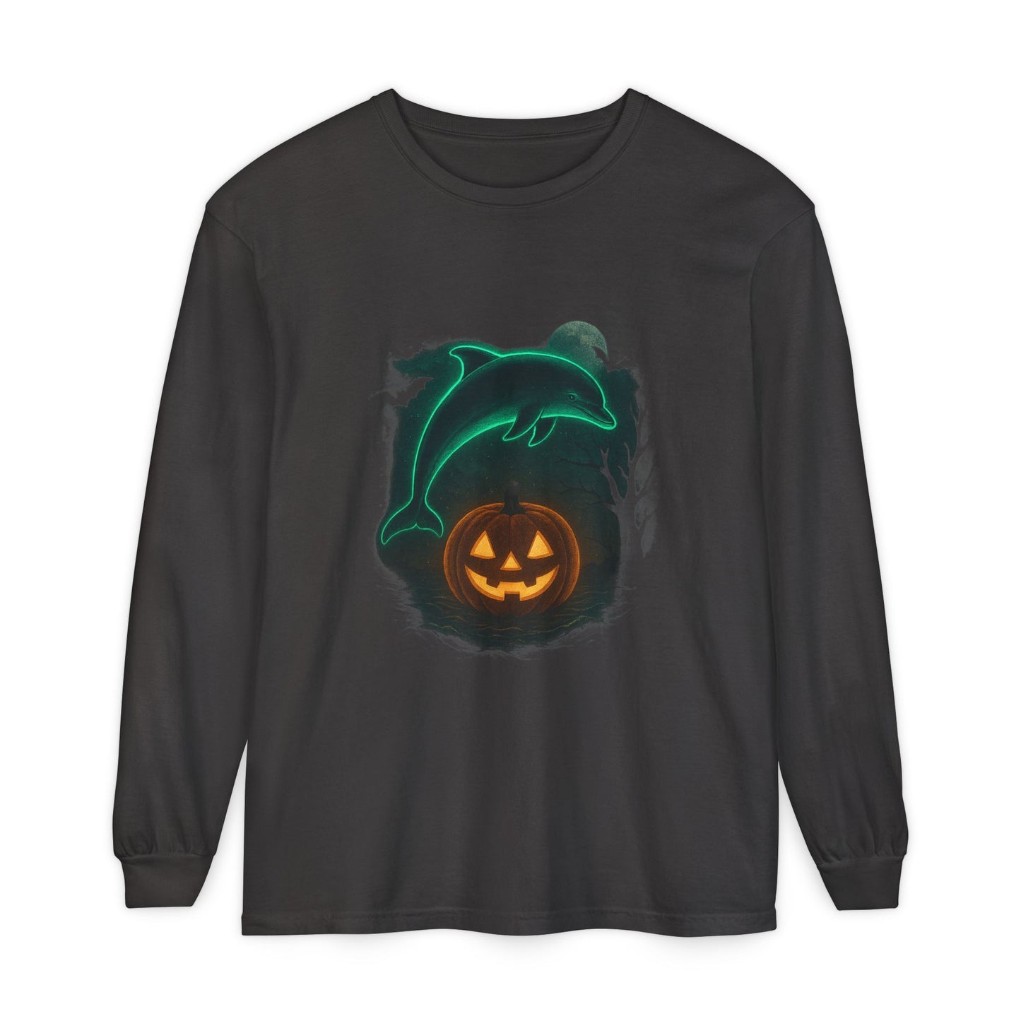Spooky Dolphin Halloween Long Sleeve Tee