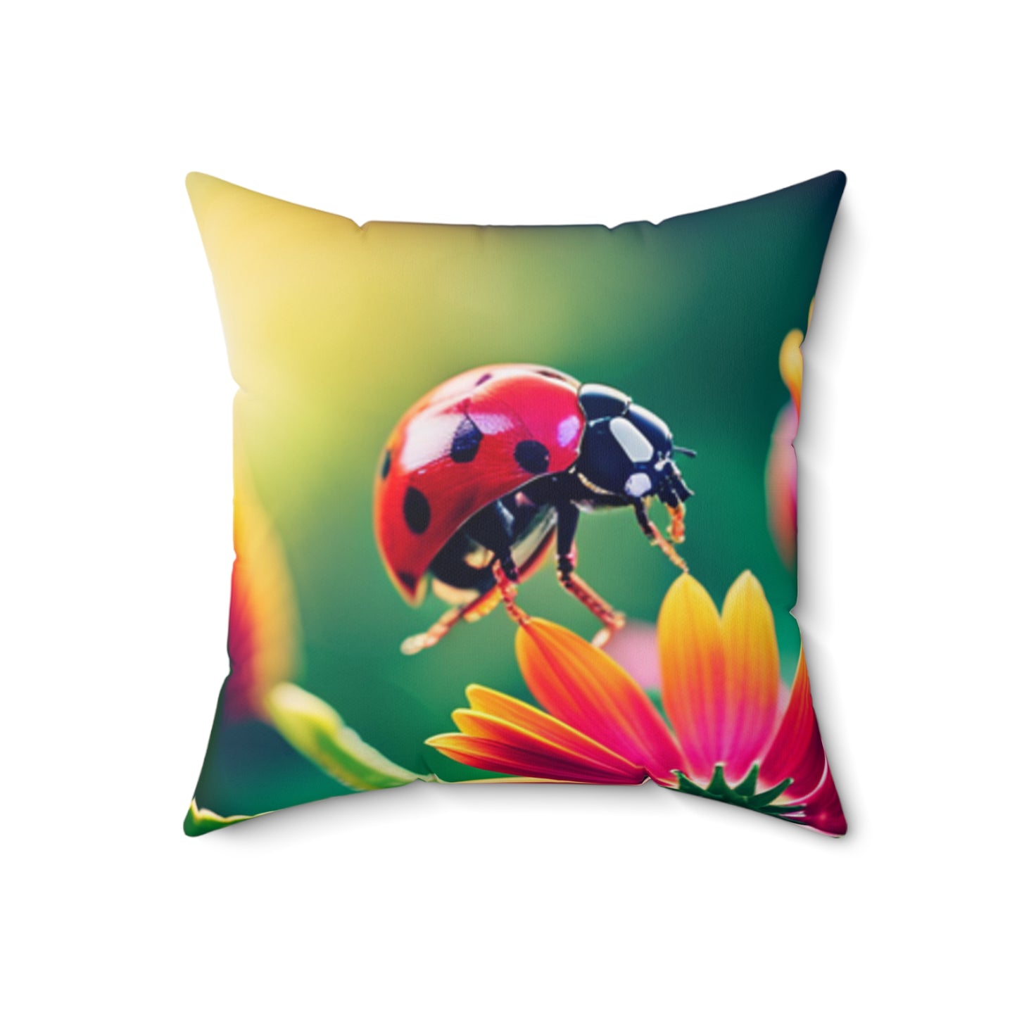 Spun Polyester Square Pillow (Lady Bug)