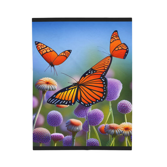 Velveteen Plush Blanket (Monarch Butterflies)