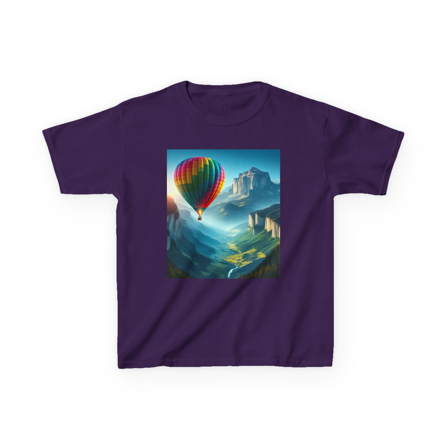 Kids Heavy Cotton™ Tee - Colorful Hot Air Balloon Adventure Tee for Young Explorers