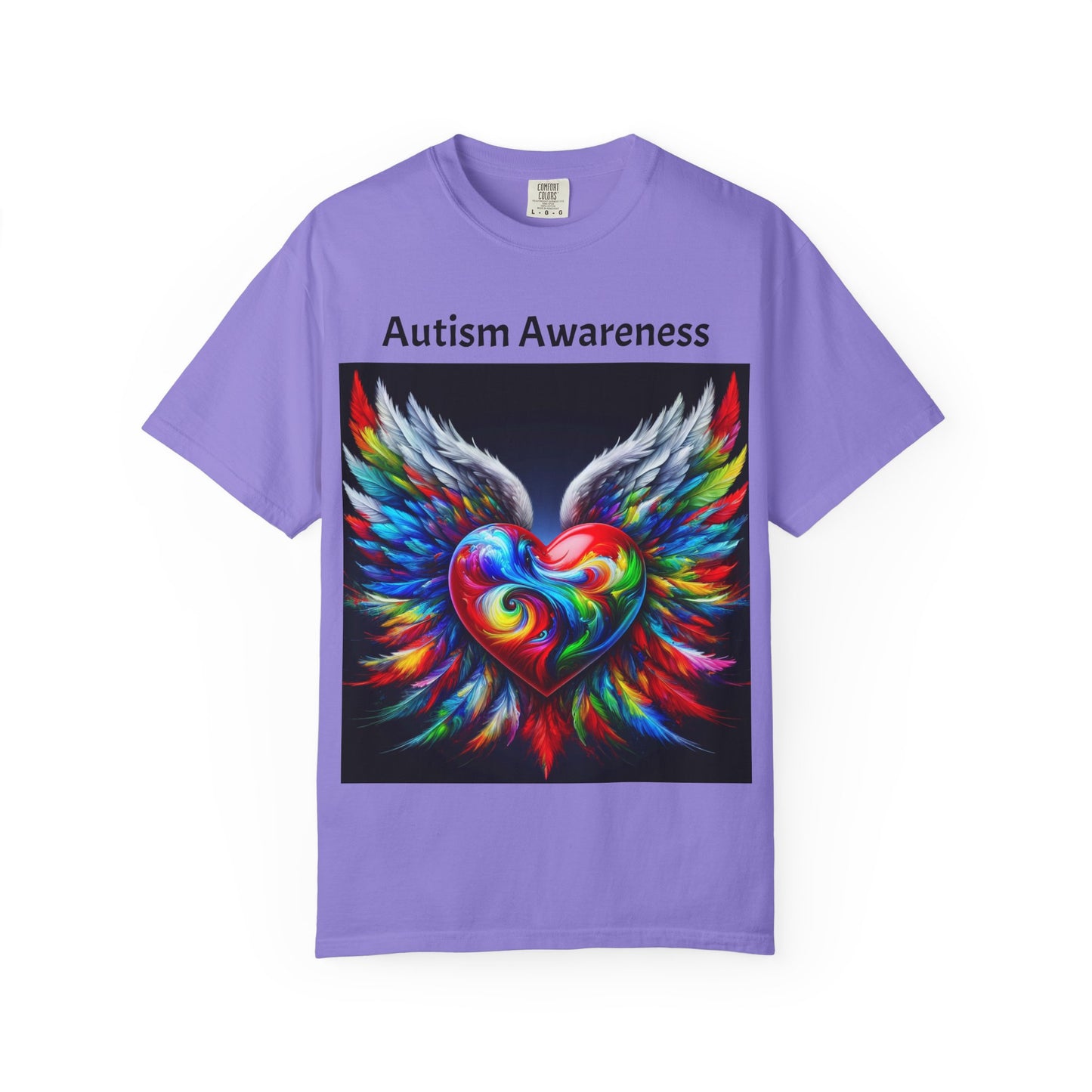 Autism Awareness Unisex Garment-Dyed T-Shirt - Colorful Heart Design