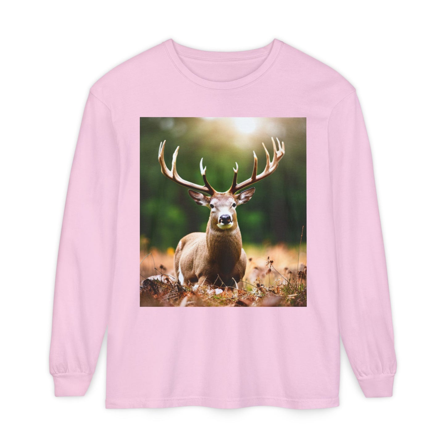 Unisex Garment-dyed Long Sleeve T-Shirt (Deer)