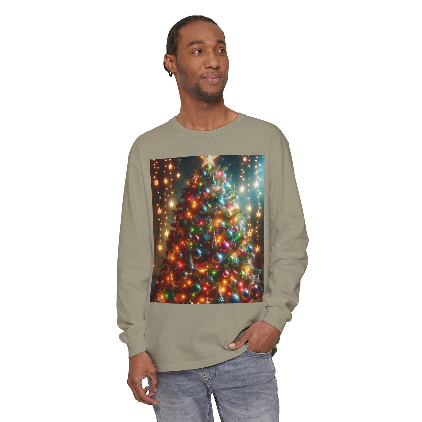 Unisex Garment-dyed Long Sleeve T-Shirt  (Tree)