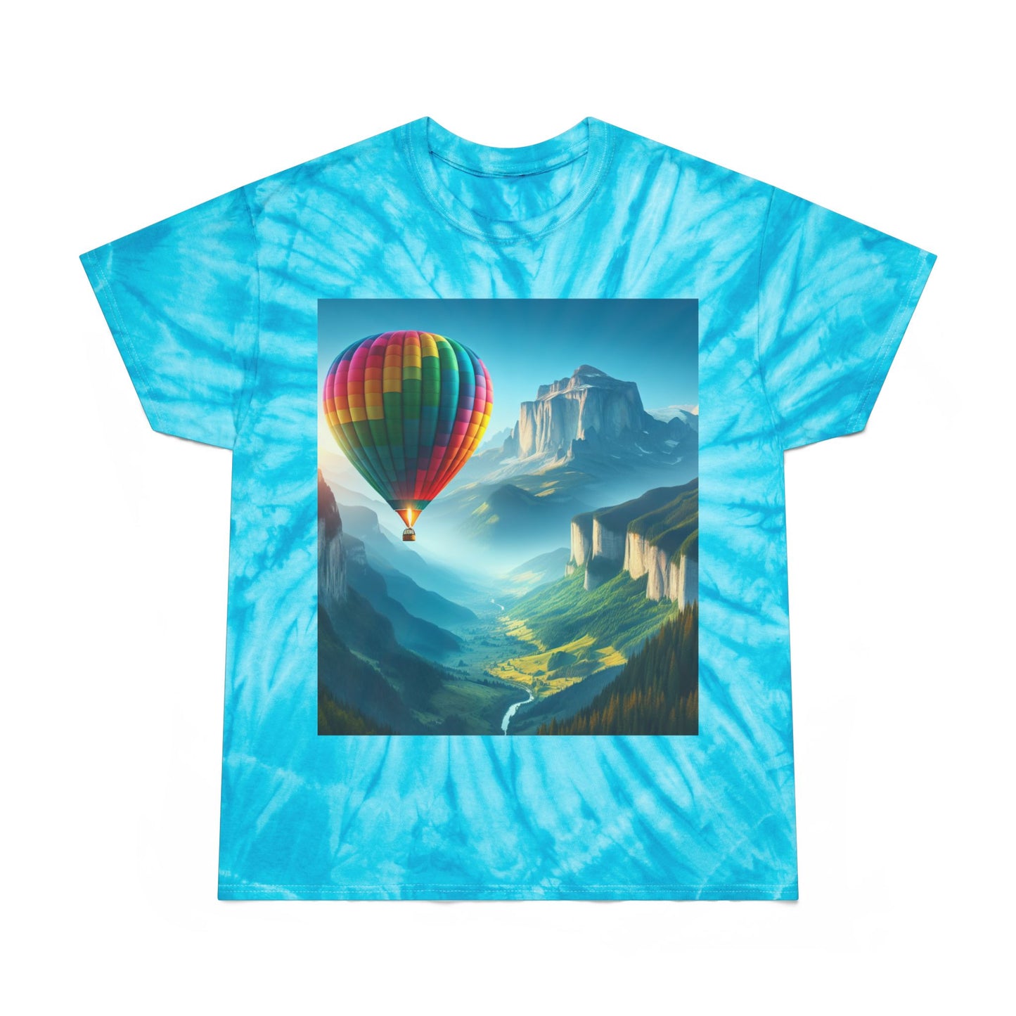 Cyclone Tie-Dye Tee with Hot Air Balloon Design - Vibrant Summer Graphic Tee