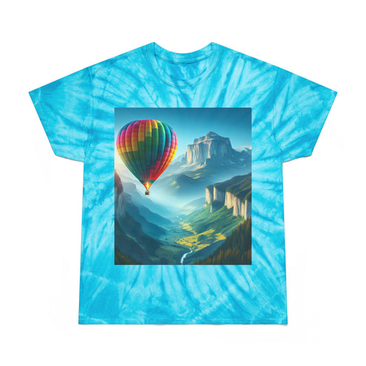 Cyclone Tie-Dye Tee with Hot Air Balloon Design - Vibrant Summer Graphic Tee