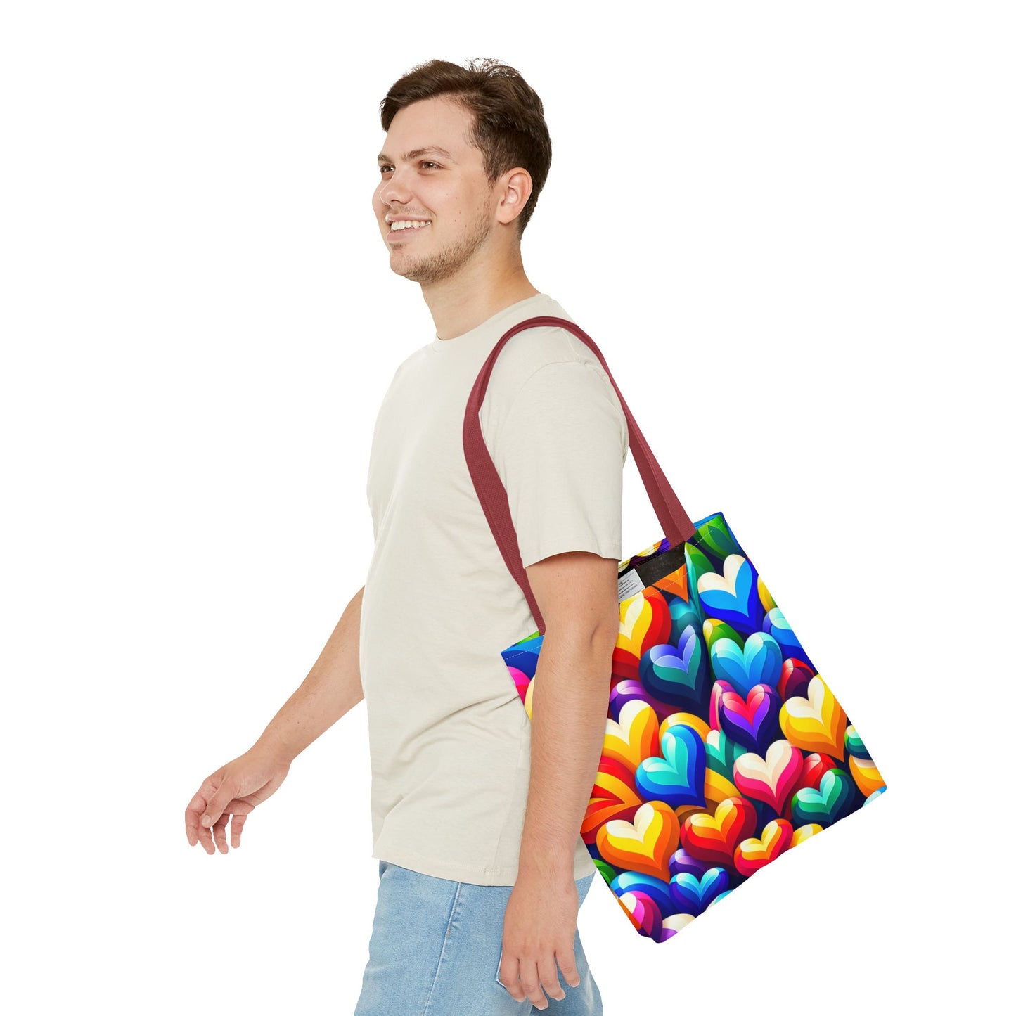 Tote Bag (AOP) (Colorful Hearts)