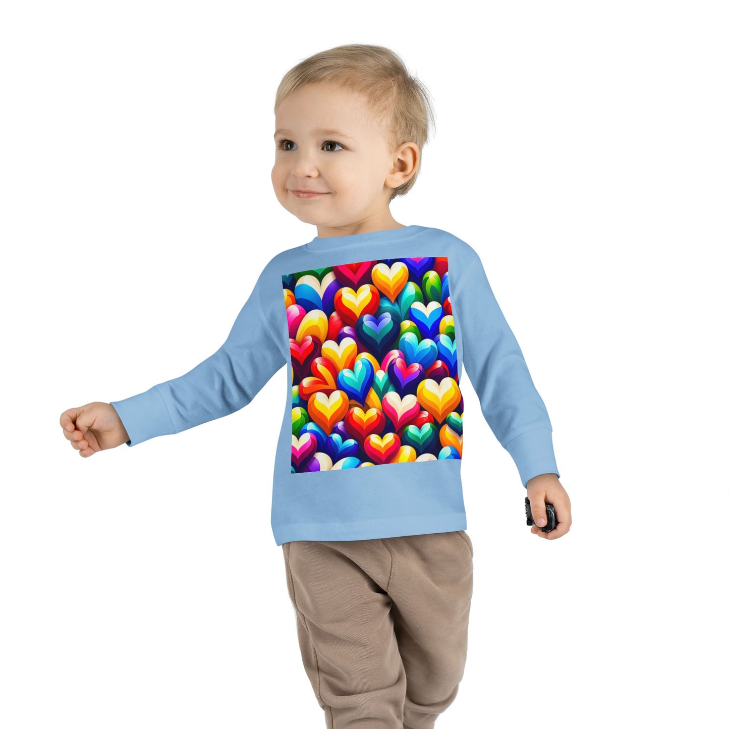 Toddler Long Sleeve Tee (Colorful Hearts)