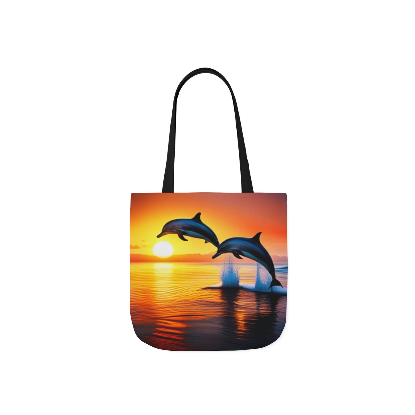 Canvas Tote Bag, 5-Color Straps (Dolphins sunset)
